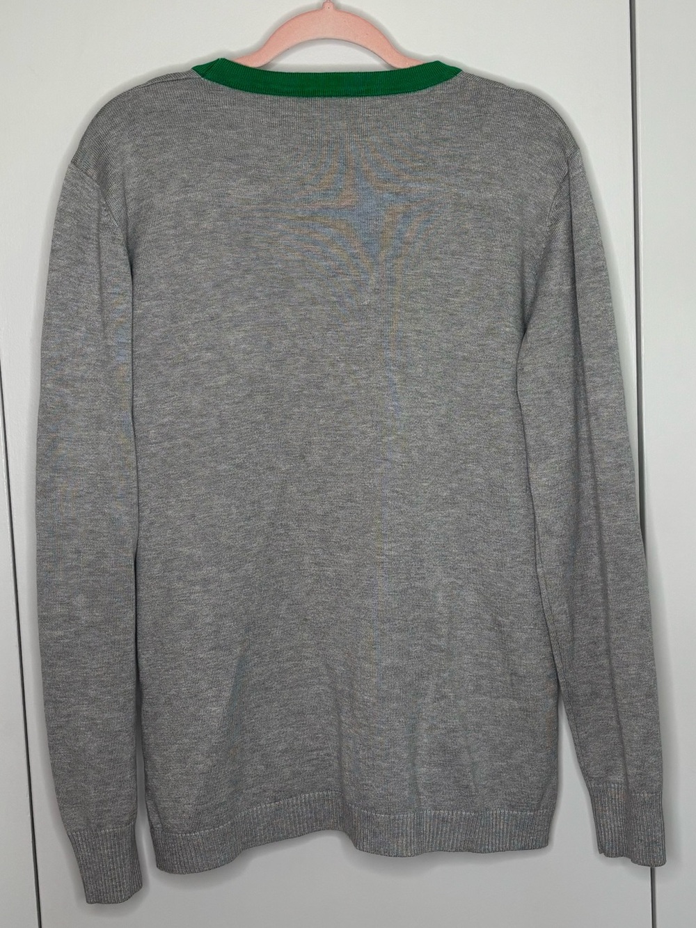 Grey Ivy Storehouse Alpha Kappa Cardigan with Green Trim & Embroidered Crest -XL - Picture 2 of 4